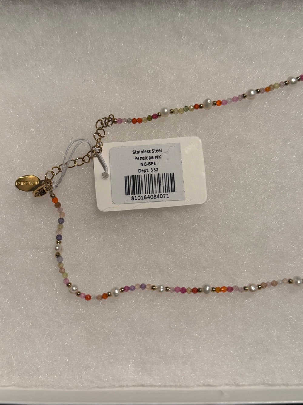Nikki Smith Gold-Accent Multicolor Rainbow Beaded Necklace Pearls Choker - Picture 3 of 8